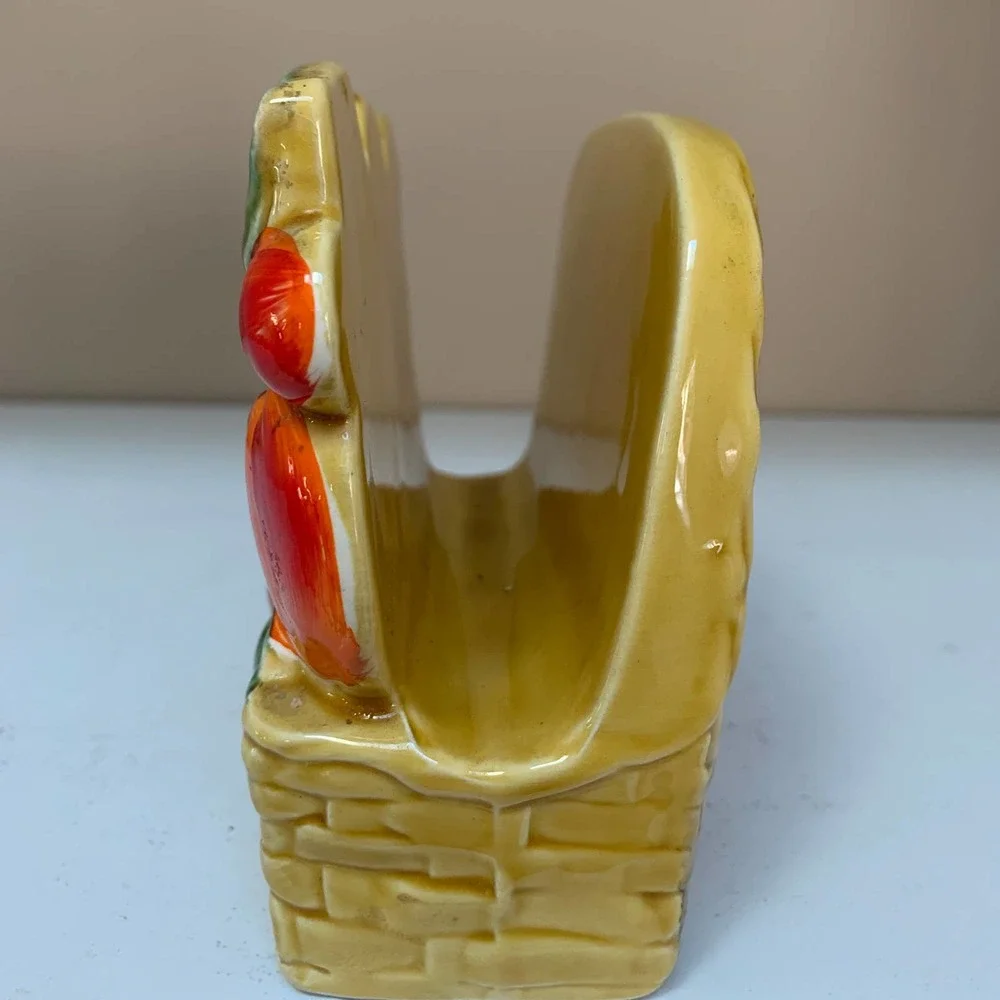 Vintage Lefton Ceramic Fruit Basket Weave Napkin Holder